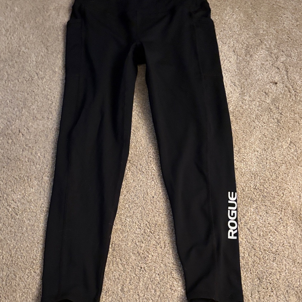 Rogue Black Leggings with White Side Logo
